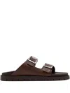 Forsa Curtis Buckle Leather Slides In Multi