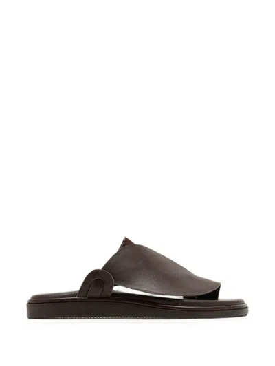 Forsa Woven-panel Leather Sandals In Braun