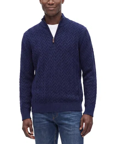Forte Cashmere 100% Cashmere Cable 1/4-zip 100% Cashmere Sweater In Blue