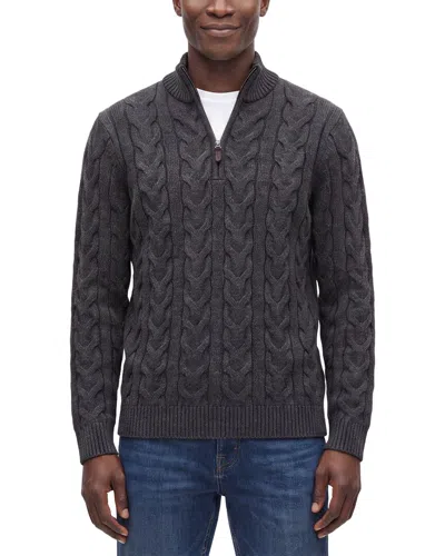 Forte Cashmere 100% Cashmere Cable 1/4-zip 100% Cashmere Sweater In Gray