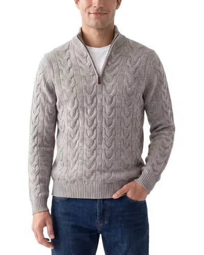 Forte Cashmere 100% Cashmere Cable 1/4-zip 100% Cashmere Sweater In Gray
