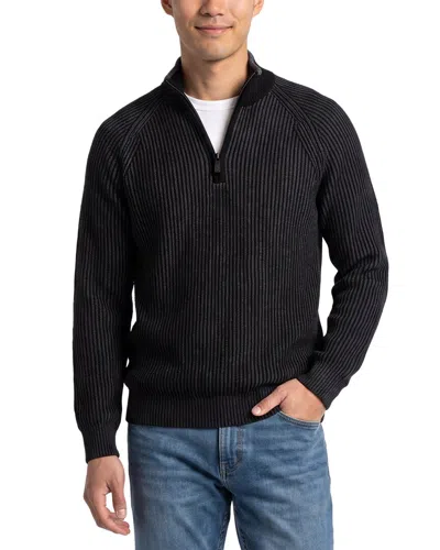 Forte Cashmere 100% Cashmere Mock Neck 1/4-zip 100% Cashmere Sweater In Black