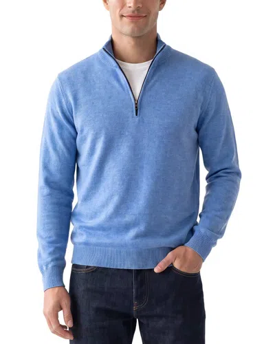Forte Cashmere 100% Cashmere Mock Neck 1/4-zip 100% Cashmere Sweater In Blue