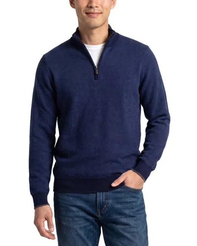 Forte Cashmere 100% Cashmere Mock Neck 1/4-zip 100% Cashmere Sweater In Blue