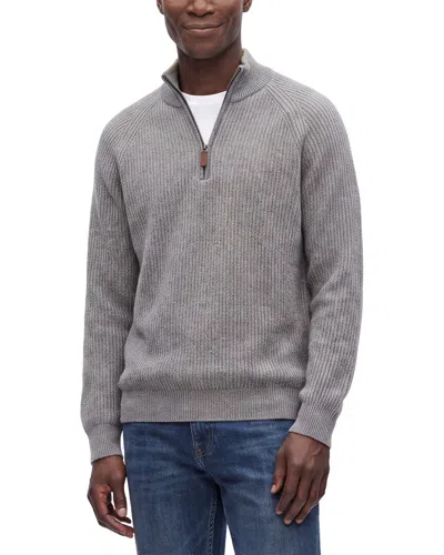 Forte Cashmere 100% Cashmere Mock Neck 1/4-zip 100% Cashmere Sweater In Gray