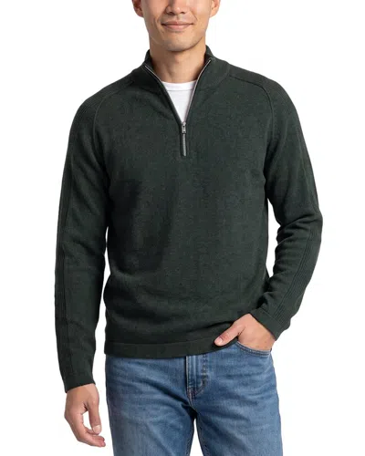Forte Cashmere 100% Cashmere Mock Neck 1/4-zip In Green