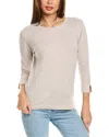 Forte Cashmere 3/4-sleeve Crew Cashmere Sweater In Grey