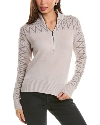 Forte Cashmere Alpine 1/4-zip Mock Cashmere Sweater In Brown