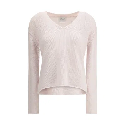 Forte Cashmere And Wool V-neck Women's Sweater In Pink