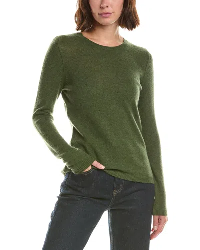 Forte Cashmere Basic Crewneck 100% Cashmere Sweater In Green