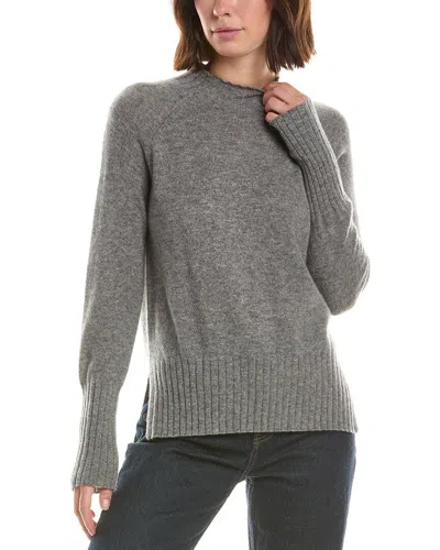 Forte Cashmere Basic Trim Low Funnel 100% Cashmere Pullover In Gray