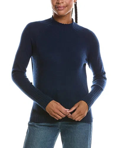 Forte Cashmere Basic Trim Low Funnel 100% Cashmere Pullover In Black
