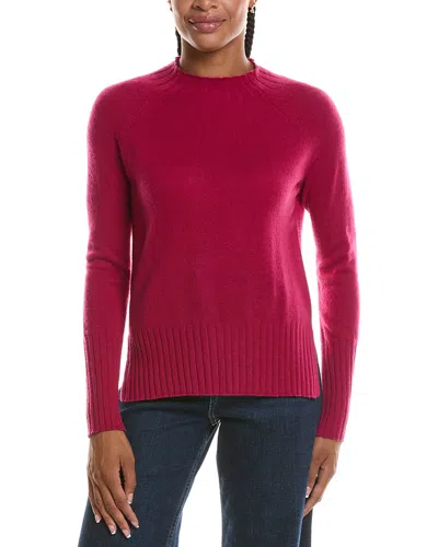 Forte Cashmere Basic Trim Low Funnel 100% Cashmere Pullover In Pink