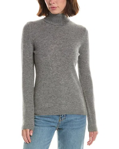 Forte Cashmere Basic Turtleneck 100% Cashmere Pullover In Gray