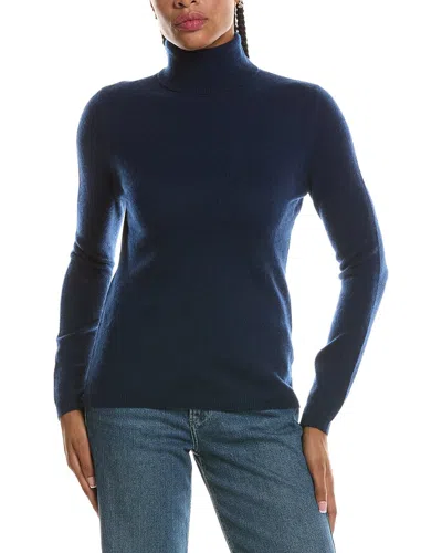 Forte Cashmere Basic Turtleneck 100% Cashmere Pullover In Blue