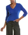 Forte Cashmere Basic V-neck 100% Cashmere Pullover In Blue