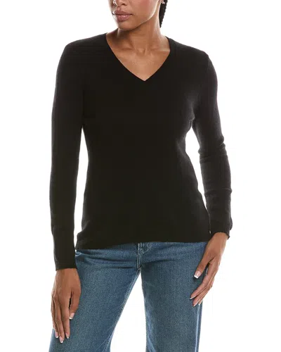 Forte Cashmere Basic V-neck 100% Cashmere Pullover In Black