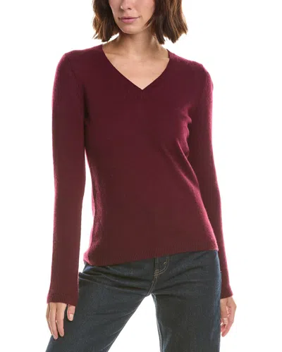 Forte Cashmere Basic V-neck 100% Cashmere Pullover In Red