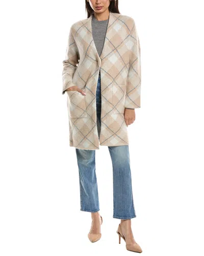 Forte Cashmere Bias Plaid Alpaca-blend Cardigan In Neutral
