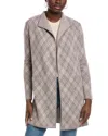 Forte Cashmere Bias Plaid Cashmere Cardigan In Brown