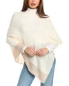 Forte Cashmere Border Stripe Cashmere Poncho In Neutral