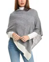 Forte Cashmere Border Stripe Cashmere Poncho In Gray