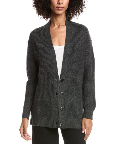 Forte Cashmere Boyfriend Wool & Cashmere-blend Cardigan In Gray