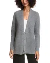 Forte Cashmere Boyfriend Wool & Cashmere-blend Cardigan In Gray