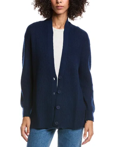 Forte Cashmere Boyfriend Wool & Cashmere-blend Cardigan In Blue