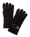 Forte Cashmere Button Cuff Cashmere Gloves In Black
