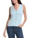 Forte Cashmere Button Silk & Cashmere-blend Sweater Vest In Blue