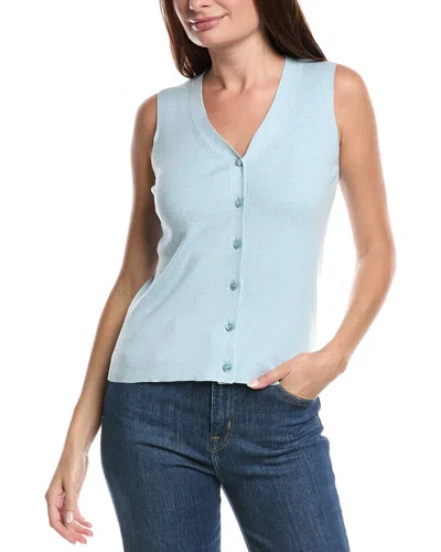 Forte Cashmere Button Silk & Cashmere-blend Sweater Vest In Blue
