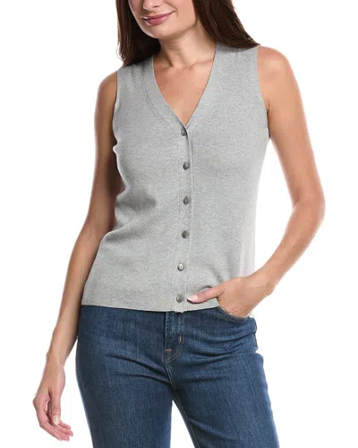 Forte Cashmere Button Silk & Cashmere-blend Sweater Vest In Grey