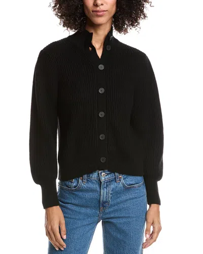 Forte Cashmere Button Wool & Cashmere-blend Cardigan In Black