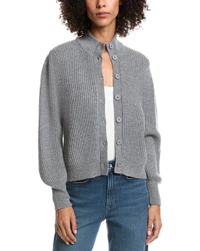 Forte Cashmere Button Wool & Cashmere-blend Cardigan In Gray