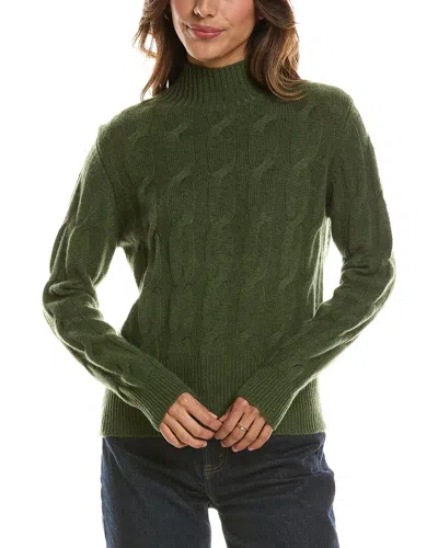 Forte Cashmere Cable Mock Neck 100% Cashmere Sweater In Green