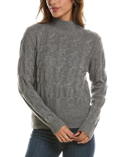 Forte Cashmere Cable Mock Neck 100% Cashmere Sweater In Gray
