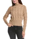 Forte Cashmere Cable Mock Neck Cashmere Sweater In Brown