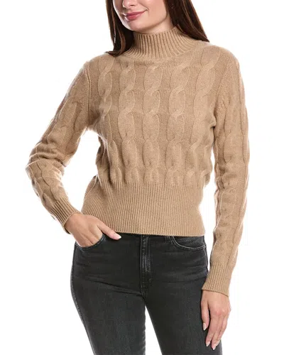 FORTE CASHMERE FORTE CASHMERE CABLE MOCK NECK CASHMERE SWEATER
