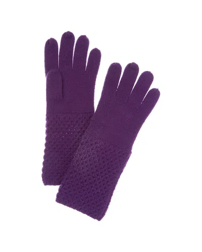 Forte Cashmere Cable Texture Stitch Cashmere Gloves In Purple