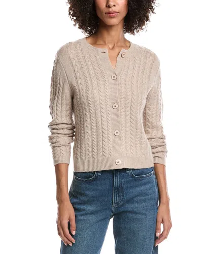 Forte Cashmere Cable Wool & Cashmere-blend Cardigan In Brown