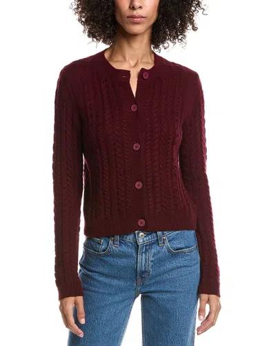 Forte Cashmere Cable Wool & Cashmere-blend Cardigan In Purple