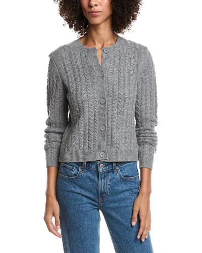 Forte Cashmere Cable Wool & Cashmere-blend Cardigan In Gray