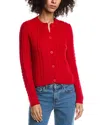 Forte Cashmere Cable Wool & Cashmere-blend Cardigan In Red