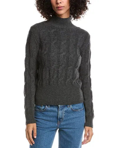 Forte Cashmere Cable Wool & Cashmere-blend Mock Neck Sweater In Gray