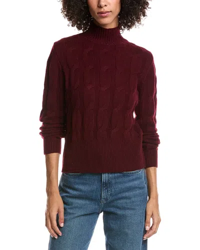 Forte Cashmere Cable Wool & Cashmere-blend Mock Neck Sweater In Burgundy