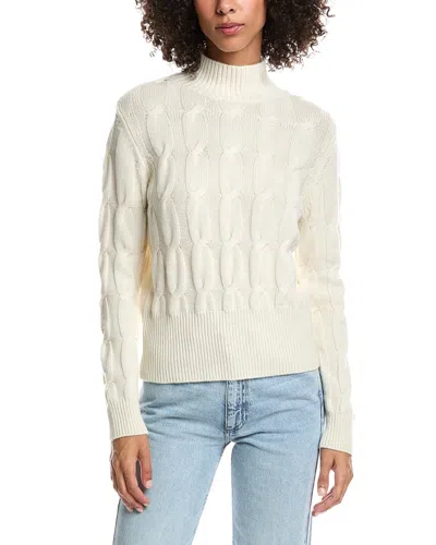 Forte Cashmere Cable Wool & Cashmere-blend Mock Neck Sweater In White