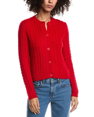 Forte Cashmere Cable Wool & Cashmere-blend Cardigan In Red