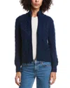 Forte Cashmere Cable Zip Wool & Cashmere-blend Cardigan In Blue