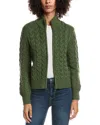 Forte Cashmere Cable Zip Wool & Cashmere-blend Cardigan In Green